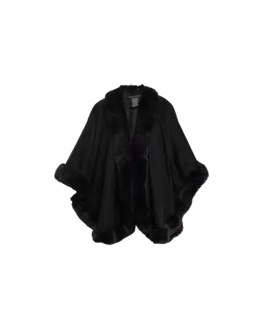 Sofia Cashmere Cashmere Cape With Faux Fur Trim | Thumbnail 1