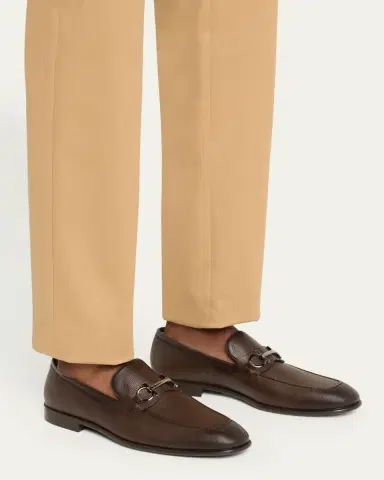 Ferragamo Men's Foster Grained Leather Gancini Bit Loafers | Thumbnail 2 Ferragamo Men's Foster Grained Leather Gancini Bit Loafers | Thumbnail 2