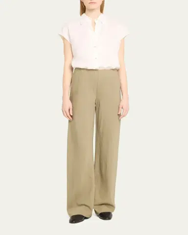 Vince Cap-Sleeve Linen Button-Front Blouse | Thumbnail 2
