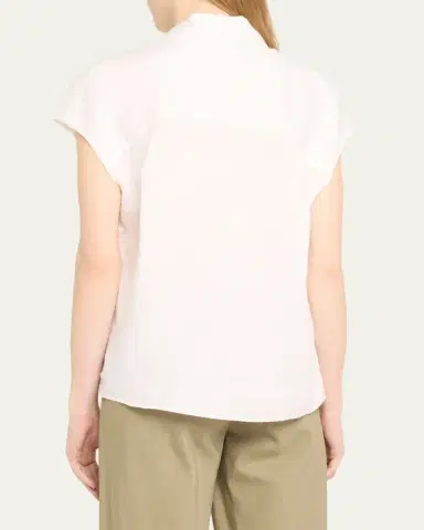 Vince Cap-Sleeve Linen Button-Front Blouse | Thumbnail 3