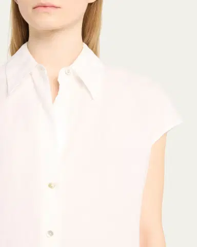 Vince Cap-Sleeve Linen Button-Front Blouse | Thumbnail 5