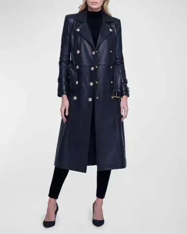 L'AGENCE Celina Leather Trench Coat | Thumbnail 2 L'AGENCE Celina Leather Trench Coat | Thumbnail 2