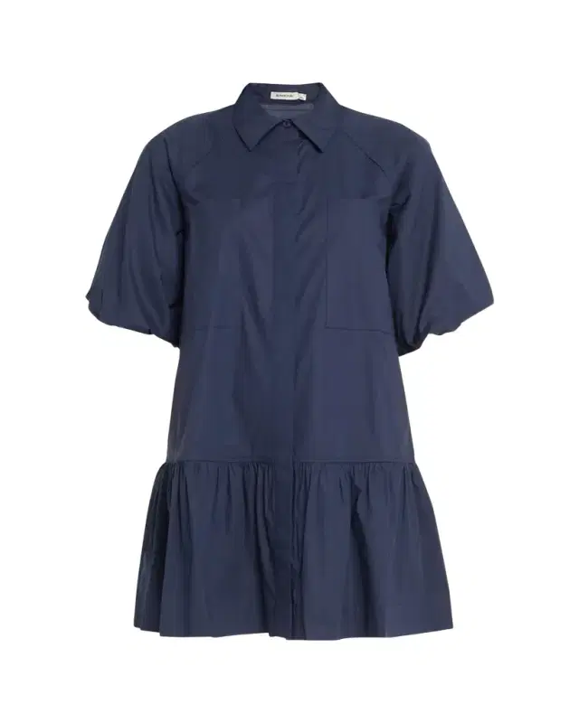 Crissy Puff-Sleeve Cotton Poplin Mini Shirtdress
