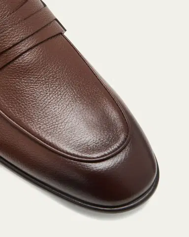 Ferragamo Men's Desio Gancio Ornament Grained Leather Penny Loafers | Thumbnail 3