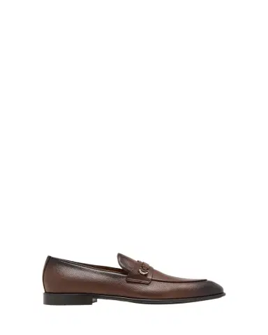 Ferragamo Men's Desio Gancio Ornament Grained Leather Penny Loafers | Thumbnail 1
