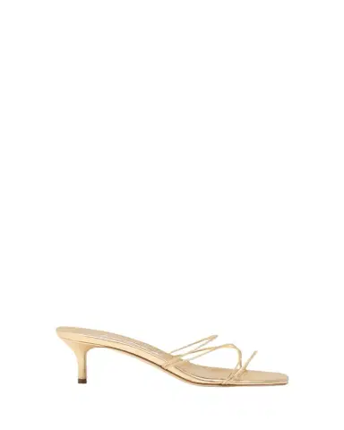 Manolo Blahnik Strappy Metallic Leather Slide Sandals | Thumbnail 1