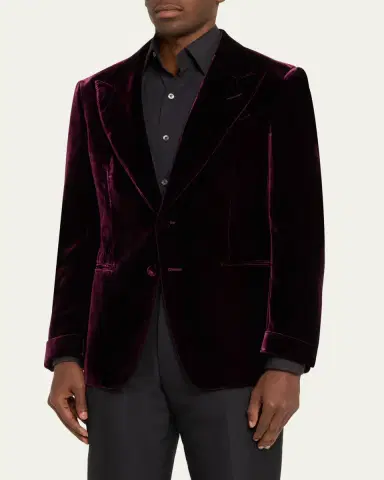 TOM FORD Men's Wool-Silk Velvet Cocktail Jacket | Thumbnail 4