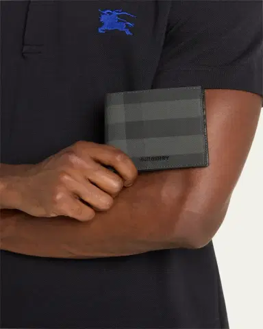 Burberry Men's Charcoal Check Bifold Wallet | Thumbnail 2