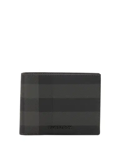 Burberry Men's Charcoal Check Bifold Wallet | Thumbnail 1