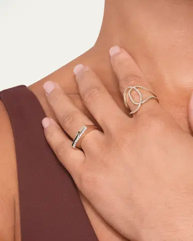 Lana 14K Gold Flawless Geometric Double Band Ring | Thumbnail 2