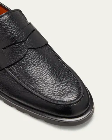 Santoni Men's Rock Deerskin Lug-Sole Penny Loafers | Thumbnail 5