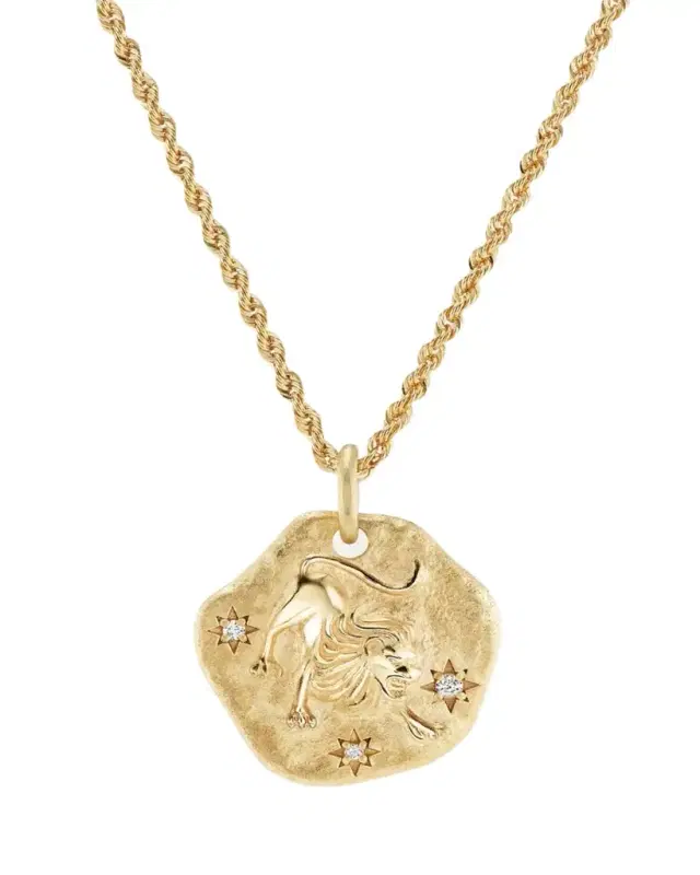 18K Yellow Gold Large Diamond Zodiac Pendant Necklace