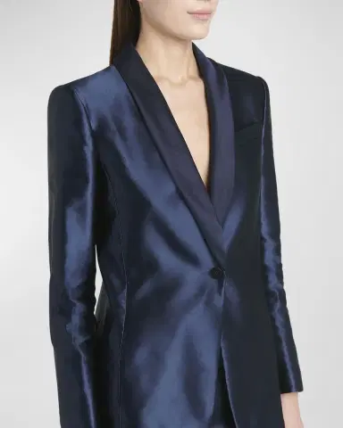 Giorgio Armani Linen Silk Single-Button Blazer Jacket | Thumbnail 4 Giorgio Armani Linen Silk Single-Button Blazer Jacket | Thumbnail 4