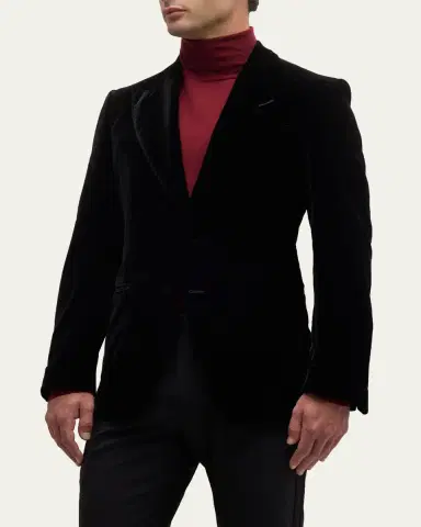TOM FORD Men's Wool-Silk Velvet Cocktail Jacket | Thumbnail 4