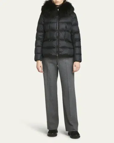 Moncler Boed Hooded Shearling-Trimmed Short Down Jacket | Thumbnail 2 Moncler Boed Hooded Shearling-Trimmed Short Down Jacket | Thumbnail 2