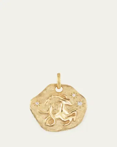 Aaryah 18K Yellow Gold Mini Diamond Zodiac Pendant Necklace | Thumbnail 2