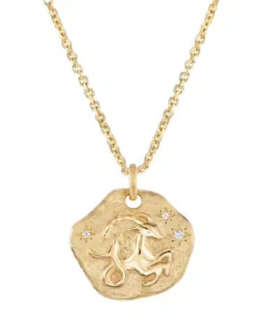 Aaryah 18K Yellow Gold Mini Diamond Zodiac Pendant Necklace | Thumbnail 1