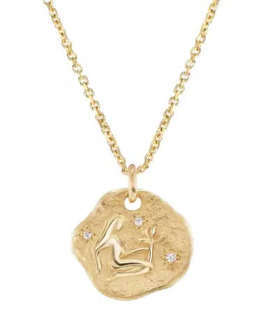 Aaryah 18K Yellow Gold Mini Diamond Zodiac Pendant Necklace | Thumbnail 1 Aaryah 18K Yellow Gold Mini Diamond Zodiac Pendant Necklace | Thumbnail 1