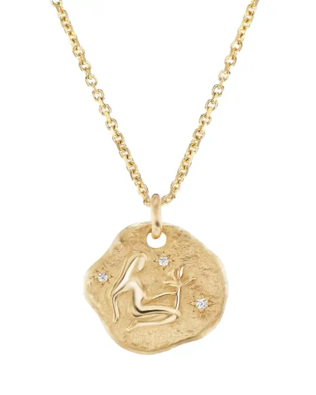 Aaryah 18K Yellow Gold Mini Diamond Zodiac Pendant Necklace