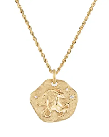 Aaryah 18K Yellow Gold Large Diamond Zodiac Pendant Necklace | Thumbnail 1