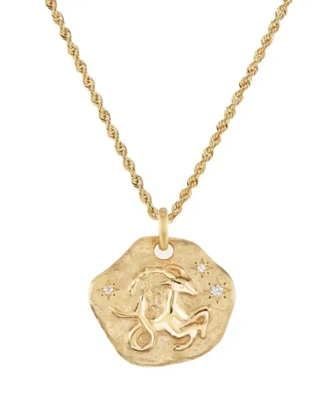Aaryah 18K Yellow Gold Large Diamond Zodiac Pendant Necklace