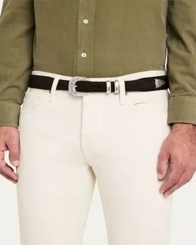 Simonnot Godard Men's Western Nubuck Suede Belt | Thumbnail 2