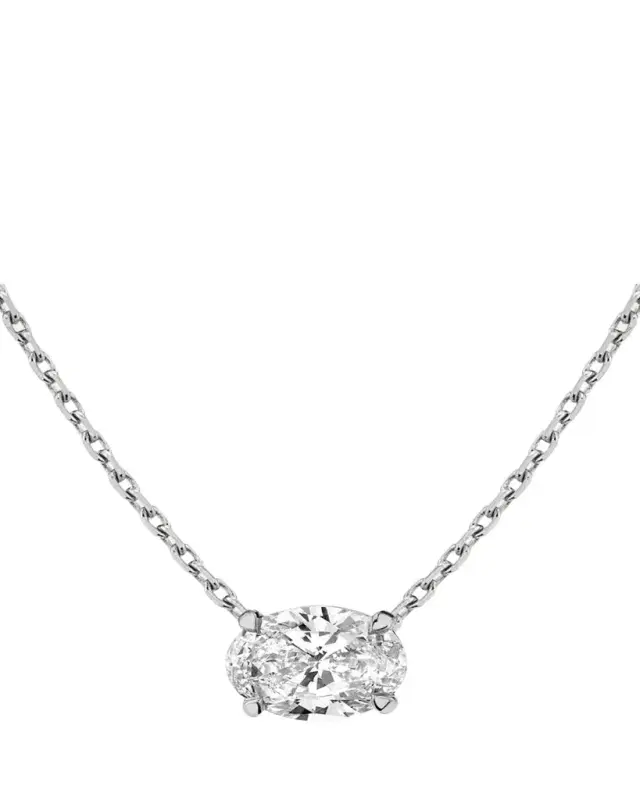 Oval-Cut Solitaire Lab Grown Diamond Necklace, 1.0tcw