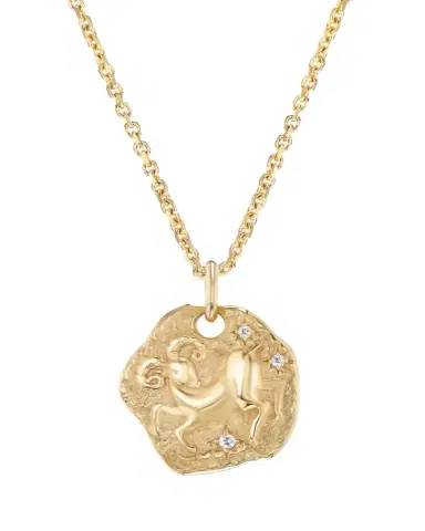 Aaryah 18K Yellow Gold Mini Diamond Zodiac Pendant Necklace | Thumbnail 1 Aaryah 18K Yellow Gold Mini Diamond Zodiac Pendant Necklace | Thumbnail 1