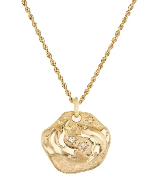 Aaryah 18K Yellow Gold Large Diamond Zodiac Pendant Necklace