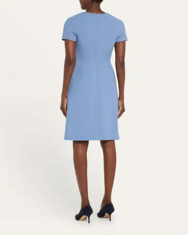 Kiton Short-Sleeve Wool Crepe Keyhole Sheath Dress | Thumbnail 3