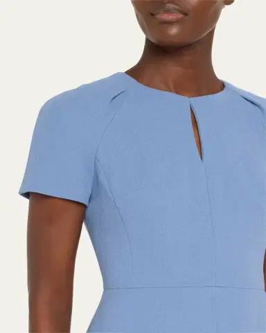Kiton Short-Sleeve Wool Crepe Keyhole Sheath Dress | Thumbnail 5