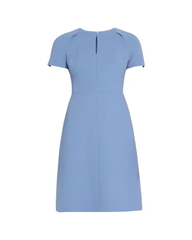 Short-Sleeve Wool Crepe Keyhole Sheath Dress