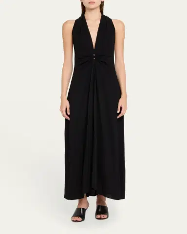 Brandon Maxwell The Banks Deep-V Maxi Dress | Thumbnail 2