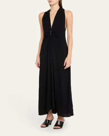 Brandon Maxwell The Banks Deep-V Maxi Dress | Thumbnail 4