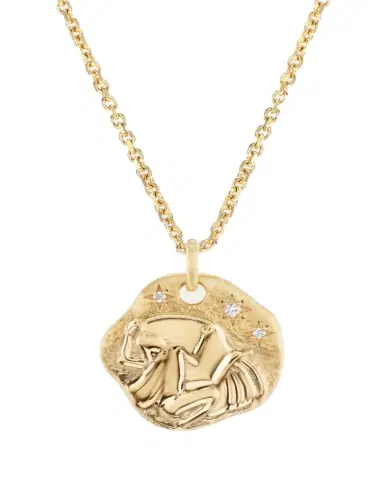 Aaryah 18K Yellow Gold Mini Diamond Zodiac Pendant Necklace | Thumbnail 1