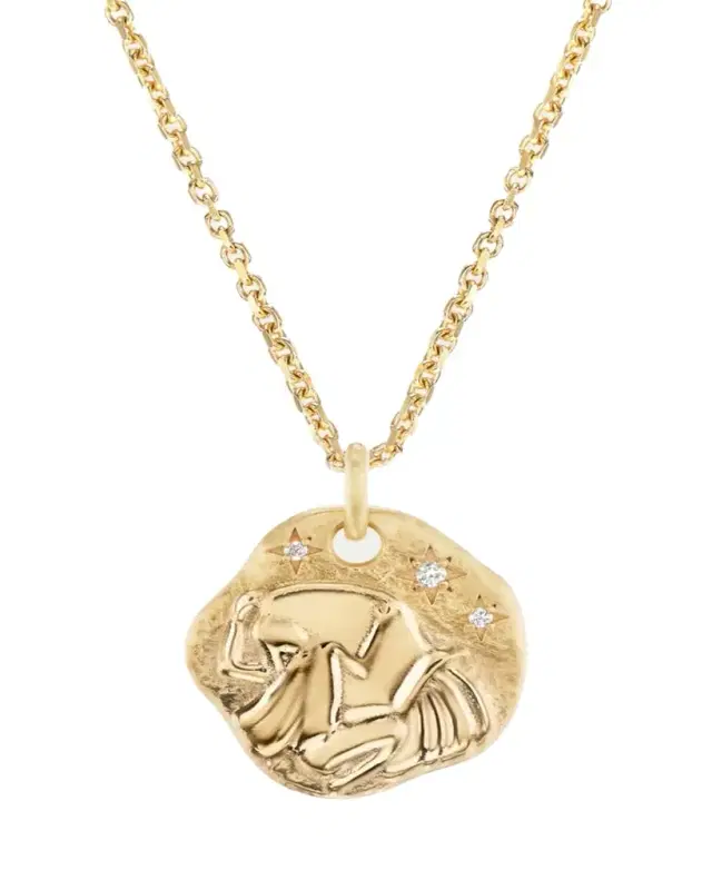 Aaryah 18K Yellow Gold Mini Diamond Zodiac Pendant Necklace