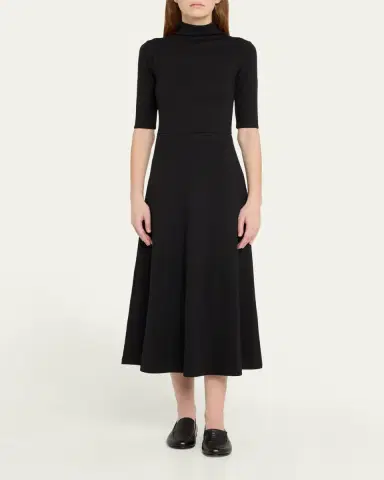 Vince Elbow-Sleeve Turtleneck Midi Dress | Thumbnail 2