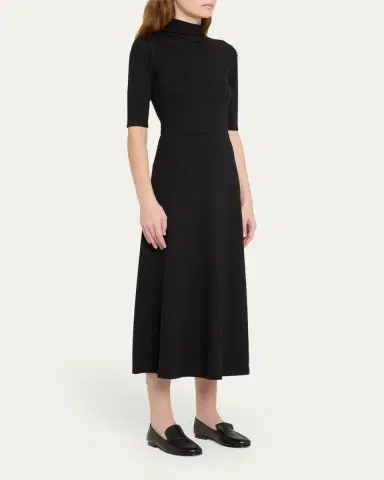 Vince Elbow-Sleeve Turtleneck Midi Dress | Thumbnail 4
