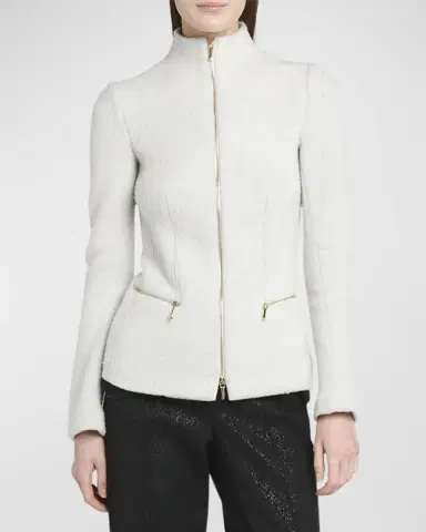 Giorgio Armani Cashmere-Blend Zip-Up Knit Jacket | Thumbnail 3 Giorgio Armani Cashmere-Blend Zip-Up Knit Jacket | Thumbnail 3