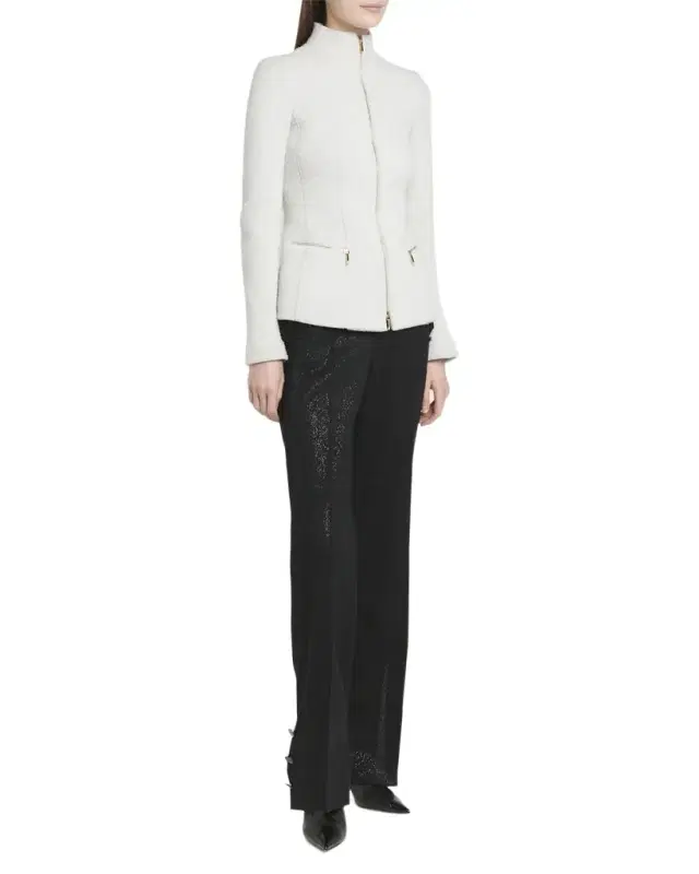 Cashmere-Blend Zip-Up Knit Jacket