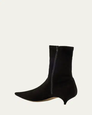 The Row Liisa Suede Kitten-Heel Booties | Thumbnail 4
