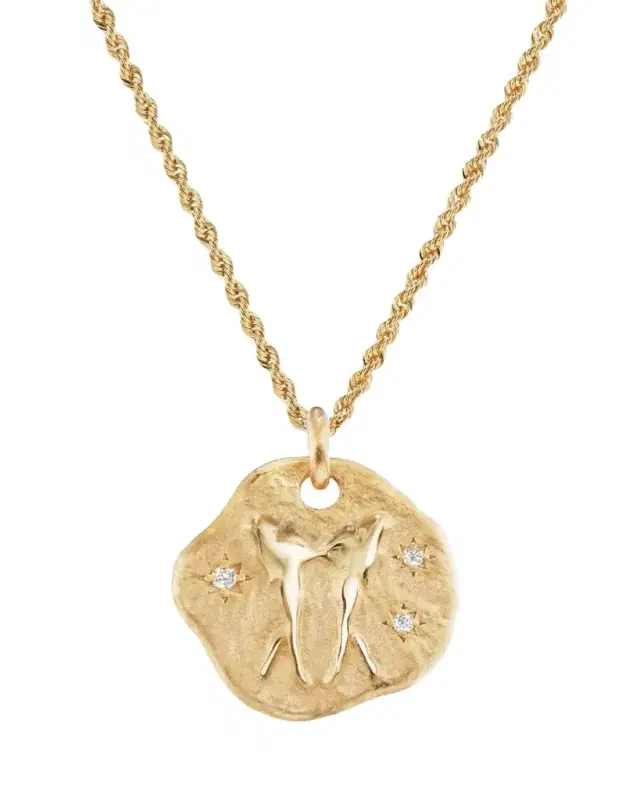 Aaryah 18K Yellow Gold Large Diamond Zodiac Pendant Necklace