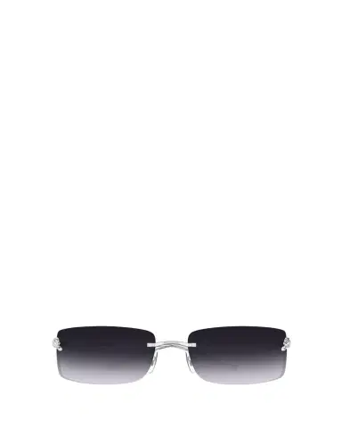 Cartier Panthère Rimless Rectangular Sunglasses in Silver Metal | Thumbnail 1 Cartier Panthère Rimless Rectangular Sunglasses in Silver Metal | Thumbnail 1