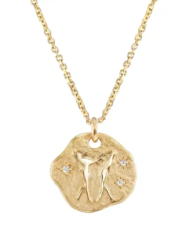 Aaryah 18K Yellow Gold Mini Diamond Zodiac Pendant Necklace | Thumbnail 1