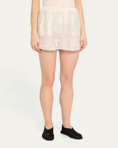 TOTEME Monogram Cotton PJ Shorts | Thumbnail 4
