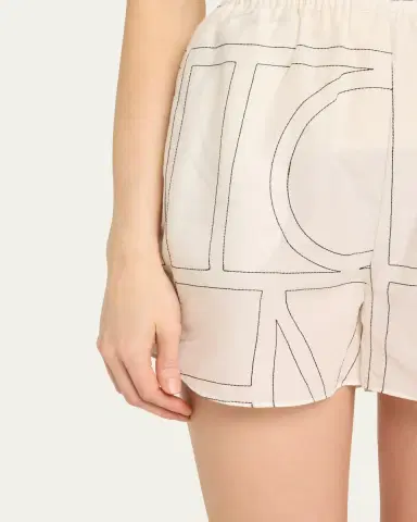 TOTEME Monogram Cotton PJ Shorts | Thumbnail 5