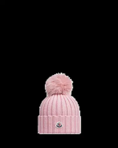 Moncler Ribbed Wool Beanie with Faux Fur Pom | Thumbnail 2