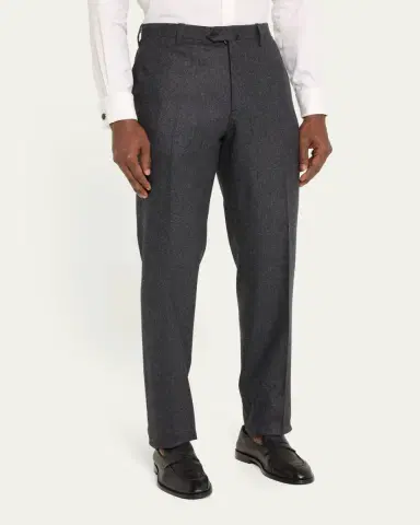 Cesare Attolini Men's Flat-Front Flannel Trousers | Thumbnail 4
