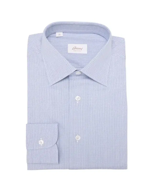 Brioni Men's Cotton Mini Graph Check Dress Shirt