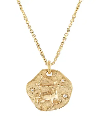 Aaryah 18K Yellow Gold Mini Diamond Zodiac Pendant Necklace | Thumbnail 1